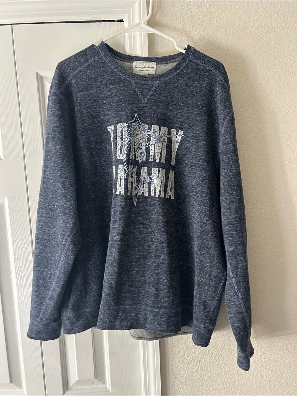 Tommy Bahama Heathered Navy Crewneck with Logo Graphic